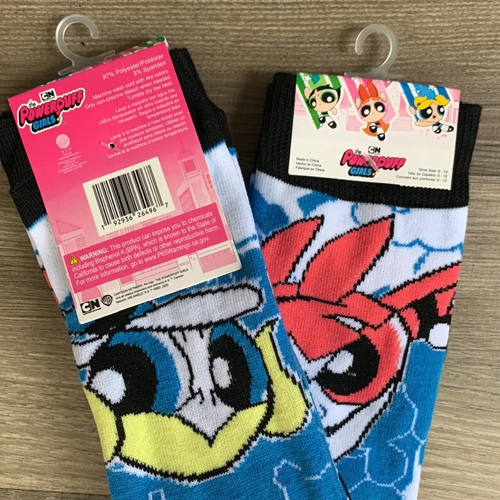 Powerpuff Girls Character Sock 2 pairs Crew Socks Bubbles Blossom Buttercup 🆕